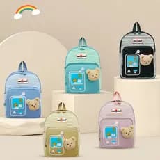 Mochila Baby Infantil Listrado Urso Creche
