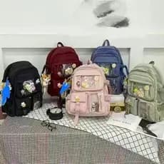 Mochila Infantil Adulto Com Ajustes  Bolsos Externos Urso Pelúcia Ziper