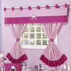 Cortina Infantil Com Abraçadeiras para Varão Simples Decoração Quarto Menina
