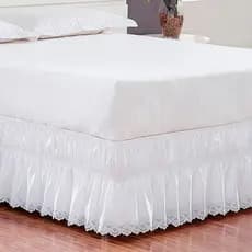 Saia Box Casal Queen Perolla Bordado Ultrassônico com Elástico