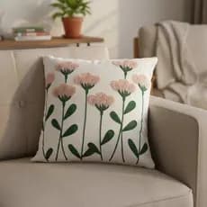 Almofada Decorativa Primavera Bordada 3D Alto Relevo com Ziper + Refil 45cm x 45cm 01 Peça