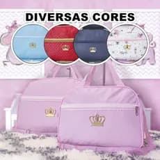 Kit Bolsa Maternidade 2 peças Mala de Bebe Impermeável Grande Reforçada Menino Menina Ziper Frontal