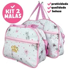 Kit Mala Maternidade 2 Malas Grande Impermeável Menina Bailarina Zíper