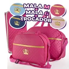 Kit Mala Bolsa  Maternidade 2 Peças com Trocador Bebê Menino e Menina Diversas Cores Impermeavel