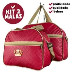 Kit Maternidade 2 Malas Grande Impermeável  Zíper Vermelho