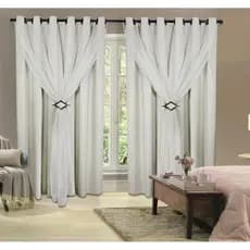 Cortina Corta Luz 4,00M x 2,30M 100% Blackout PVC Com Voil Liso E Fivelas