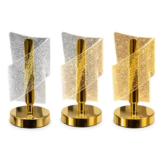 Luminária De Mesa Para Quarto Sala Abajur Moderno Dourado Acrílico Iluminado LED 3 Cores Em 1