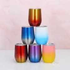 Copo Oval De Aço Inox Com Tampa A Vácuo 350 ML