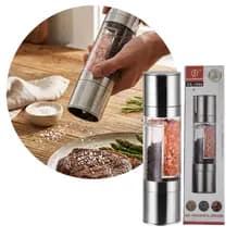 Moedor Temperos Aço Inox Gourmet Sal e Pimenta 2 em 1 Chef
