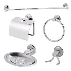 Kit 5 Peças Acessórios Para Banheiro  Inox Cromado -
