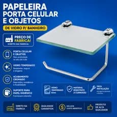 Suporte Para Papel Higiênico  Com Prateleira de Vidro Para Celular e outros Objetos-(Promoção)