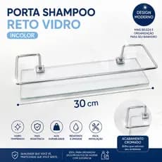 Porta Shampoo Reto Vidro. (Incolor)