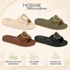 Sandália Modare Ultraconforto Slide Feminina Conforto Fivela Coração | Lançamento Original !