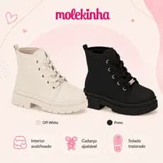 Bota Molekinha Infantil Menina Coturno Solado Tratorado Confortável | Lançamento Original !