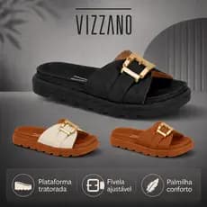 Sandália Feminina Vizzano Flatform Tratorada Papete com Fivela Confortável | Lançamento Original !