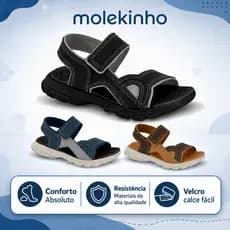 Sandália Molekinho Menino Infantil Ajustável Conforto Casual Calce Fácil | Lançamento Original !