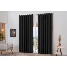 Cortina tecido blackout Avelã 3 metros sala quarto 3,00 x 2,80 bloqueia luz e vento Preto