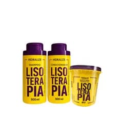 Kit Pós Química Lisoterapia Shampoo e Condicionador 500ml + Máscara Reconstrução 400g - Hidralise