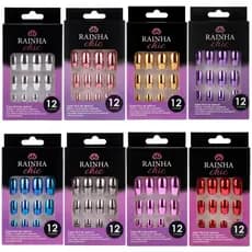 Unhas Postiças Metálicas - Rosa, Azul, Dourada, Vermelha, Prata e Chumbo - Manicure