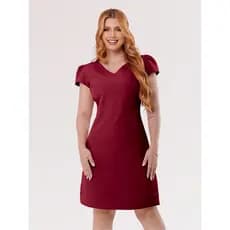 Vestido Manga Curta Alfaiataria Cristã Casual Modelagem Reta Elegante No Joelho Evangélica