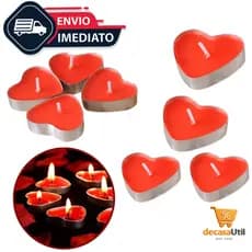 Kit 50 Velas Pequenas Decorativas Vermelha Coração Rechaud