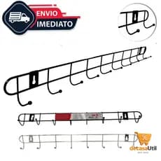 Suportes Cabideiro Aramado Metal com 8 ou 10 Ganchos Preto Cromado Cabide de Parede Porta