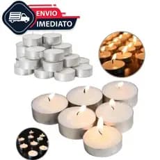 Kit 100 Velas Rechaud com Suporte Alumínio Decorativa Flutuante Festas