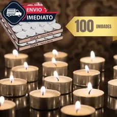 Kit 100 Velas Rechaud com Suporte Alumínio Decorativa