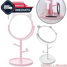 Espelho Mesa Penteadeira Orelinha Gatinho Porta Bijuteria Gato Penteadeira