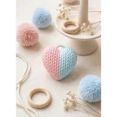 Lembrancinha Chá Revelação Maternidade Chaveiro Coração Crochê 3D - Kit Atacado / Unidade Mimos Bebê