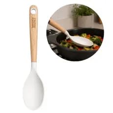 Colher Para Servir Madeira Silicone com Apoio Baker's Secret