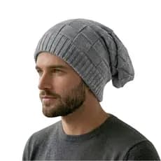 Touca  Gorro Jacar Beanie Lã Trançada Quadriculada Caída Nuca 30cm Longa Quente Inverno Frio Unissex