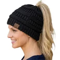 Gorro Touca Feminina Rabo de Cavalo com Abertura Ajustável Quente Inverno Macio Coque
