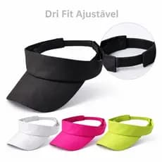 Viseira Boné Dri Fit Lisa ajustável com Aba Curva Praia Piscina Corrida Verão Moda Tendência