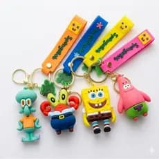 Chaveiros Bob Esponja 3D Emborrachado Turma Completa Personagens Lembrancinha Festa Infantil Decoração Mochila