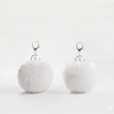 Chaveiro Pompom Pelúcia Kit Com 2  Cor Branco