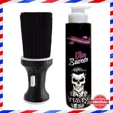 Espanador De Cabelo Talqueira Barbearia Barbeiro + Shaving Gel De Barbear Profissional 1kg