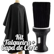 Capa De Corte Cabelo Barbeiro Cabeleireiro Cetim + Espanador Talqueira Ultra Macio Profissional