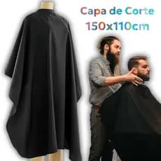 Capa De Corte Cabelo Barbeiro Barbearia Salão Cabeleireiro Preta Extra Grande Cetim Profissional