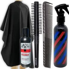 Kit Para Barbeiro Barbearia Salão Completo Capa de Corte Pente de Corte Escova Borrifador e Grooming