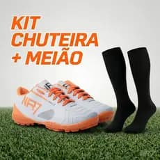 Kit Chuteira E Meiao Society Masculina NR7 Costurada Profissional Futebol Sintetico E Campo