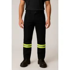 Calça Jeans Preta Reforçada com Refletivo para Trabalho Obra e Rodovia