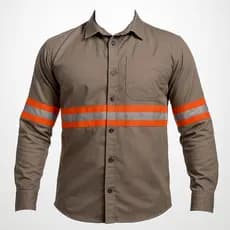 Camisa Brim Faixa Refletiva Laranja Uniforme Profissional Obra P M G Gg Xg Cores
