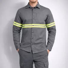 Camisa Aberta Manga Longa Brim Profissional Refletiva Botão