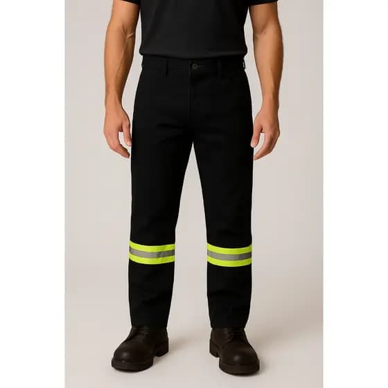 Calça Jeans Preta Masculina para Trabalho C/ Refletivo