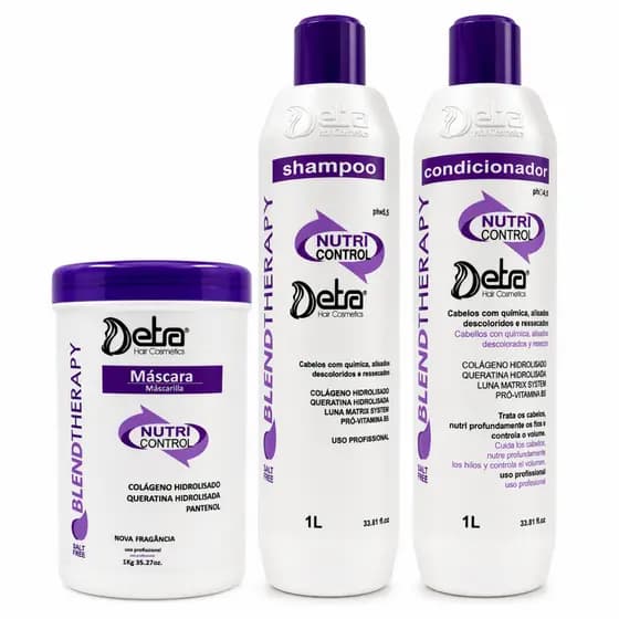 Kit Hidratação Nutrição Pós Química Nutri Control 1 Litro 3 Itens Shampoo Condicionador Máscara