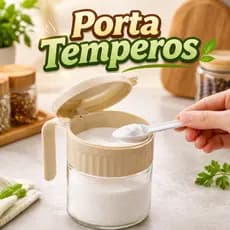 Porta Temperos Condimentos Potes Colher Dosadora Grãos Vasilhas Organizador Cozinha