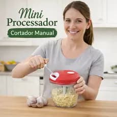 Mini Processador Cortador Manual Compacto Facil Uso Cozinha Inox Multifuncional