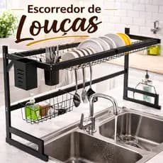 Escorredor Louça Pia Prateleira Ganchos Pendurar Organizador Prato Copos Talheres Cozinha Coletora