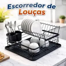 Escorredor Louças 2 Andares Suporte Talheres Rack Pia Cozinha Secagem Organizador de Pratos Copos e Utensílios